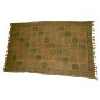 インドのマルチカバー ゴーズ（ガーゼ状） シングルサイズ・ベッドシーツ テーブルクロス等に 象柄 エスニック アジアン