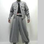 寅壱 寅一 上下セット ピンストライプ ライダースジャケット x 超超ロング八分 上下セット 37.シルバー 4309s554418 作業着 作業服