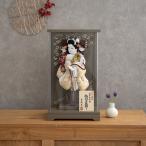 正月飾り コンパクト おしゃれ かわいい お正月 羽子板飾り 羽子板ケース かさね ブラウン 10号 帯地 吉徳大光