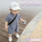  baby детский комбинезон Denim способ комбинезон короткий рукав весна лето новорожденный младенец мужчина девочка детская одежда передний открытие симпатичный празднование рождения церемния на рождение ребенка Okuizome день рождения 