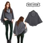 ビッグスター ポンチョ トップス スウェット レディース 秋冬 長袖 裏起毛 BIG STAR Morrow Cowlneck Poncho