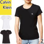 カルバンクライン Calvin Klein Tシャツ 半袖 レディース クルーネック コットン ロゴ 刺繍 ワンポイント 大きいサイズ ブランド 白 黒 ホワイト ブラック