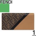 フェンディ FENDI 財布 長財布 二つ折り 小銭入れあり メンズ レディース FFロゴ ズッカ柄 レザー 本革 ブランド プレゼント 茶色 ブラウン