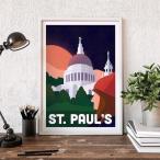 アート ポスター 北欧 セントポール大聖堂 イラスト St Paul's Cathedral A3