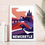 北欧 アートポスター オシャレ 部屋 壁掛け ニューカッスル イラスト Newcastle A3