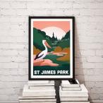 北欧 アートポスター オシャレ セントジェームズパーク イラスト St James Park A3