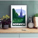 北欧 アートポスター オシャレ 部屋 カフェ 壁掛け 自然 ノリッジ イラスト Norwich A3