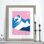 ポスター 30x40 サイズ アート 風景 ピンク 雪山 Top Of The Mountains