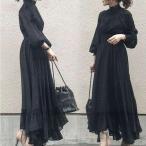 ショッピングマキシ丈ワンピース ロングワンピース レディース 春 きれいめ マキシ丈ワンピース 秋 長袖 黒ワンピース 卒業式 フォーマル 結婚式ドレス オシャレ 上品 着痩せ