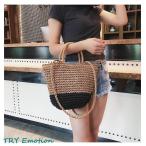 休日スタイル夏ストローバッグ旅行ビーチショルダーハンドバッグバケット織物女性用バッグ