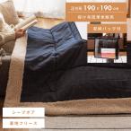 こたつ布団 正方形 おしゃれ ボア 190 こたつ掛け布団 薄掛け 薄型 こたつ用品 ネイビー チェック 青 紺 シープボア 裏地フリース 収納バッグ付き 専用ケース