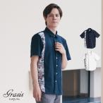 かりゆしウェア 沖縄 アロハシャツ MAJUN マジュン かりゆし 結婚式 メンズ半袖シャツレギュラーカラー 送料/代引手数料無料 菊桜紅葉と流水模様