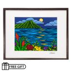 ヘザーブラウン フレーム付き アートプリント Full Moon Over Diamond Head 28.0×35.5cm【ハワイ/ハワイアン/サーフ/アート/雑貨/インテリア/西海岸/絵画】