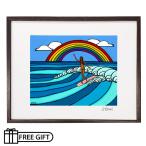 ヘザーブラウン フレーム付きアートプリント Rainbow Surf 28.0×35.5cm【ハワイ/ハワイアンアート/サーフ/インテリア/サーフアート/人気/雑貨】