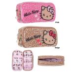 日焼け　キティ　グリッターヒョウ柄多機能ポーチ　サンリオ　ペンケース　 キティ　ヒョウ柄　平成レトロ　ペンポーチ　多機能ポーチ　メイクポーチ　ポーチ　