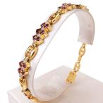 ルビー 計1.26ct ダイヤモンド 計0.375ct ブレスレット K18ゴールド 16.7g 17cm レディース