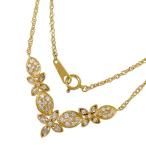 花/フラワー V字 ダイヤモンド 計0.50ct ネックレス K18ゴールド 4.6g 直線43cm レディース