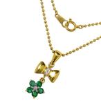リボン 花/フラワー エメラルド 計0.54ct ダイヤモンド 計0.01ct ネックレス K18ゴールド 5.7g 41cm レディース
