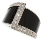 12号LANVIN/ランバン ダイヤモンド 計0.40ct オニキス リング・指輪 Pt900プラチナ 17.3g レディース