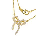 リボン ダイヤモンド 計1.02ct ネックレス K18ゴールド 5.6g 直線42cm レディース