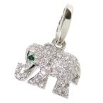 CARTIER/カルティエ エレファント/ゾウ/動物/アニマル ダイヤモンド エメラルド ペンダントトップ キャンディ K18WGホワイトゴールド 2.9g レディース
