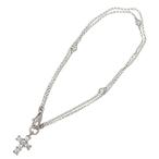 STAR JEWELRY/スタージュエリー クロス/十字架 2連風 透明石 ブレスレット K18WGホワイトゴールド 2.5g 16.5cm レディース