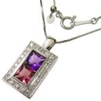 アメシスト/ピンクトルマリン 0.560/0.572ct ダイヤモンド 計0.26ct ネックレス Pt900プラチナ/Pt850プラチナ 7.3g 45cm レディース