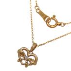 ★未使用・展示品★ ハート リボン 一粒 ダイヤモンド 0.01ct ネックレス K18PGピンクゴールド 1.3g 40cm レディース