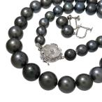 Yahoo! Yahoo!ショッピング(ヤフー ショッピング)イヤリングセット 黒蝶真珠 約8.1〜11.8mm程度 ネックレス シルバー 61.1g 42cm レディース