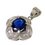 花/フラワー サファイア 2.295ct ダイヤモンド 計0.26ct ペンダントトップ Pt900プラチナ 7.5g レディース