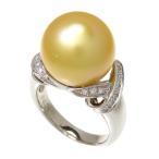 12号 白蝶真珠(ゴールデンパール) 約13.7mm程度 ダイヤモンド 計0.26ct リング・指輪 Pt900プラチナ 14.9g レディース