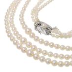 MIKIMOTO/ミキモト 3連 アコヤ真珠 (ベビーパール) 約3.0〜6.1mm程度 ネックレス シルバー 31.2g 最短44cm レディース