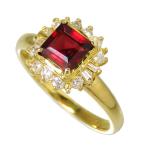9号 ガーネット ダイヤモンド 計0.26ct リング・指輪 K18ゴールド 2.7g レディース