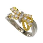 10号 リボン コンビカラー ダイヤモンド 計0.35ct リング・指輪 Pt900プラチナ/K18ゴールド 5.8g レディース