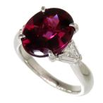11号 ロードライトガーネット 5.31ct ダイヤモンド 計0.26ct リング・指輪 Pt900プラチナ 7.7g レディース