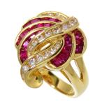 12号 ルビー 計1.30ct ダイヤモンド 計0.47ct リング・指輪 K18ゴールド 8.8g レディース