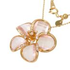 花/フラワー ローズクォーツ 計6.81ct ダイヤモンド 計0.25ct ネックレス K18PGピンクゴールド 5.6g 45.5cm レディース