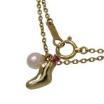 ★★最終特価品TASAKI/タサキ 靴下モチーフ アコヤ真珠 4.6mm ルビー ネックレス K18ゴールド 3.0g 40cm レディース