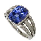 14号 タンザナイト 4.259ct ダイヤモンド 計0.39ct リング・指輪 Pt900プラチナ 9.8g レディース