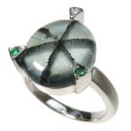 15号 【田代和美/kazumi image】 トラピッチェエメラルド 5.42ct ダイヤモンド リング・指輪 Pt900 ブラック レディース