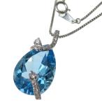 ブルートパーズ 7.52ct ダイヤモンド 計0.12ct ネックレス K18WGホワイトゴールド 5.5g 45cm レディース