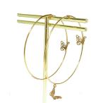 STAR JEWELRY/スタージュエリー バタフライ/蝶 フープ アシンメトリー ピアス K18ゴールド 2.1g レディース