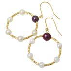 恵パール　フック　サークル アコヤ真珠(ベビーパール/一部染め) 3.7〜4.8mm ピアス K18ゴールド 1.7g レディース