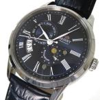 ORIENT サン&amp;ムーン42mm AK00-C0-A 裏スケ 腕時計 ステンレス/レザー 自動巻き シルバー ダークネイビー文字盤 黒革 メンズ