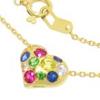 STAR JEWELRY/スタージュエリー ハート サファイア ルビー ダイヤモンド ネックレス K18ゴールド 2.4g 40cm ピンク ブルー イエロー レディース