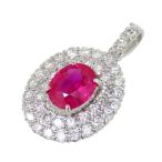 ピジョンブラッド ミャンマー産ピジョンブラッドルビー 1.03ct ダイヤモンド 計0.76ct ペンダントトップ Pt950プラチナ 3.1g レディース