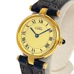 CARTIER/カルティエ マストヴェルメイユ 590004 腕時計 GP/レザー/925 クオーツ アイボリー文字盤 レディース