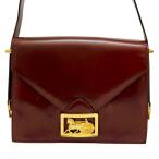 CELINE/セリーヌ 馬車金具 ショルダーバッグ レザー ボルドーレザー/ゴールド金具 レディース