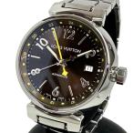 LOUIS VUITTON/ルイ・ヴィトン タンブール Q1131 オーバーホール済/仕上げ済 GMT 腕時計 ステンレススチール 自動巻き/オートマ ブラウン文字盤 メンズ