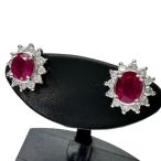 ルビー 0.61/0.55ct ダイヤモンド 計0.18×2ct ピアス Pt900プラチナ 3.0g レディース